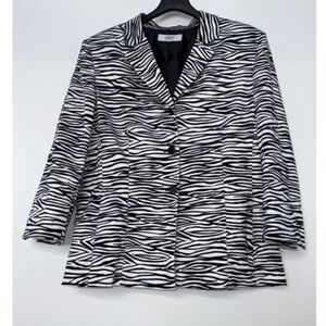Le Suit Women's Sz 18 Zebra Print Blazer Mobwife Office Career Work Y2K Corpcore